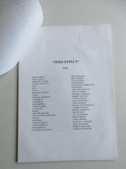 ZERO EFFECT PRESS KIT 1998 BILL PULLMAN BEN STILLER Movie posters