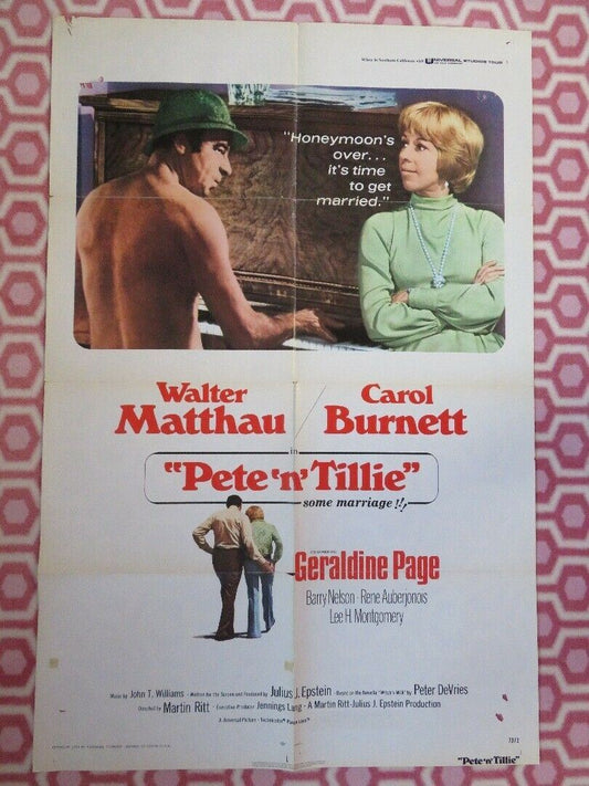 PETE 'N' TILLIE US ONE SHEET POSTER WALTER MATTHAU CAROL BURNETT 1973 - Rendezvous Cinema