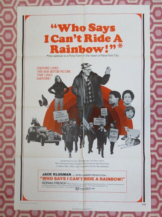 WHO SAYS I CAN'T RIDE A RAINBOW ONE SHEET POSTER JACK KLUGMAN 1971 - Rendezvous Cinema