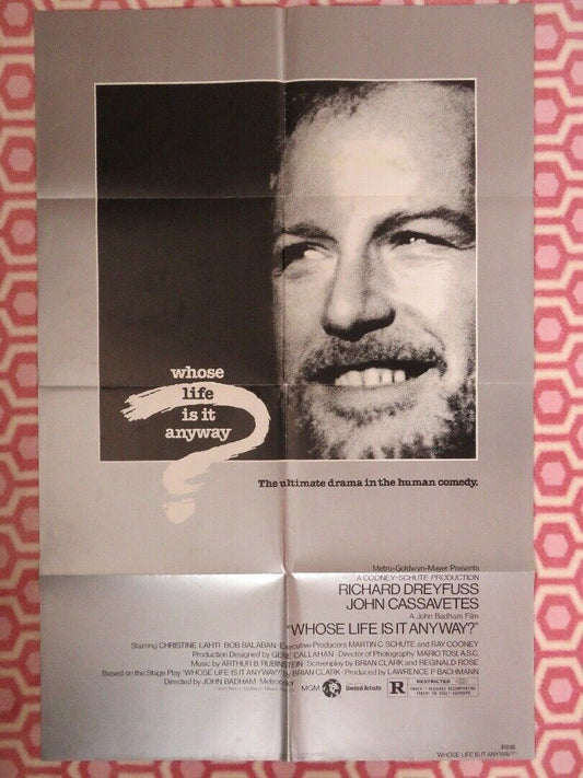 WHOSE LIFE IS IT ANYWAY? US ONE SHEET POSTER RICHARD DREYFUSS BADHAM
