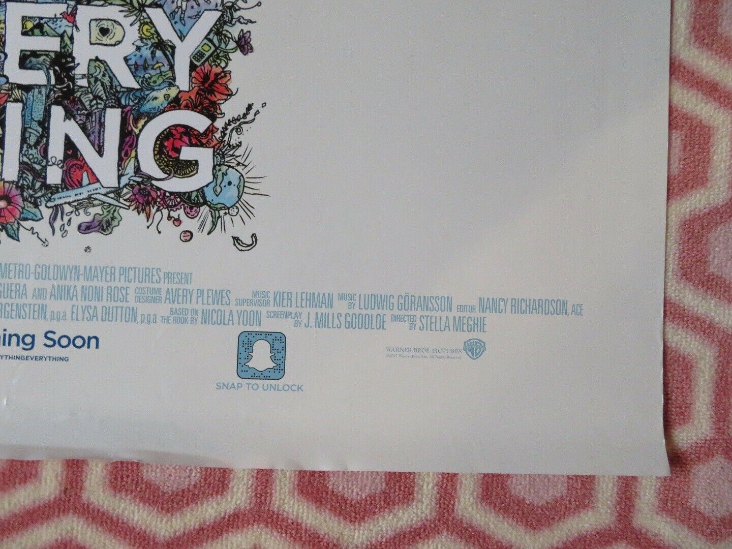 EVERYTHING, EVERYTHING UK ONE SHEET (27"x 41") ROLLED POSTER AMADLA STENBERG '17 - Rendezvous Cinema