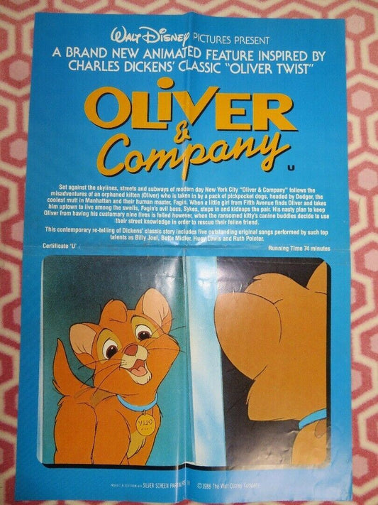 OLIVER & COMPANY UK DOUBLE CROWN POSTER DISNEY BILLY JOEL 1988