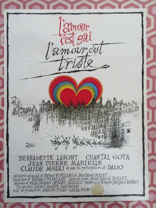 L'AMOUR C'EST GAI/ Love Is Gay, Love Is Sad FRENCH (31.5"X23") ROLLED POSTER '69