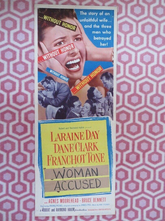 WOMAN ACCUSED /WITHOUT HONOR US INSERT (14"x 36") POSTER LARAINE DAY 1949