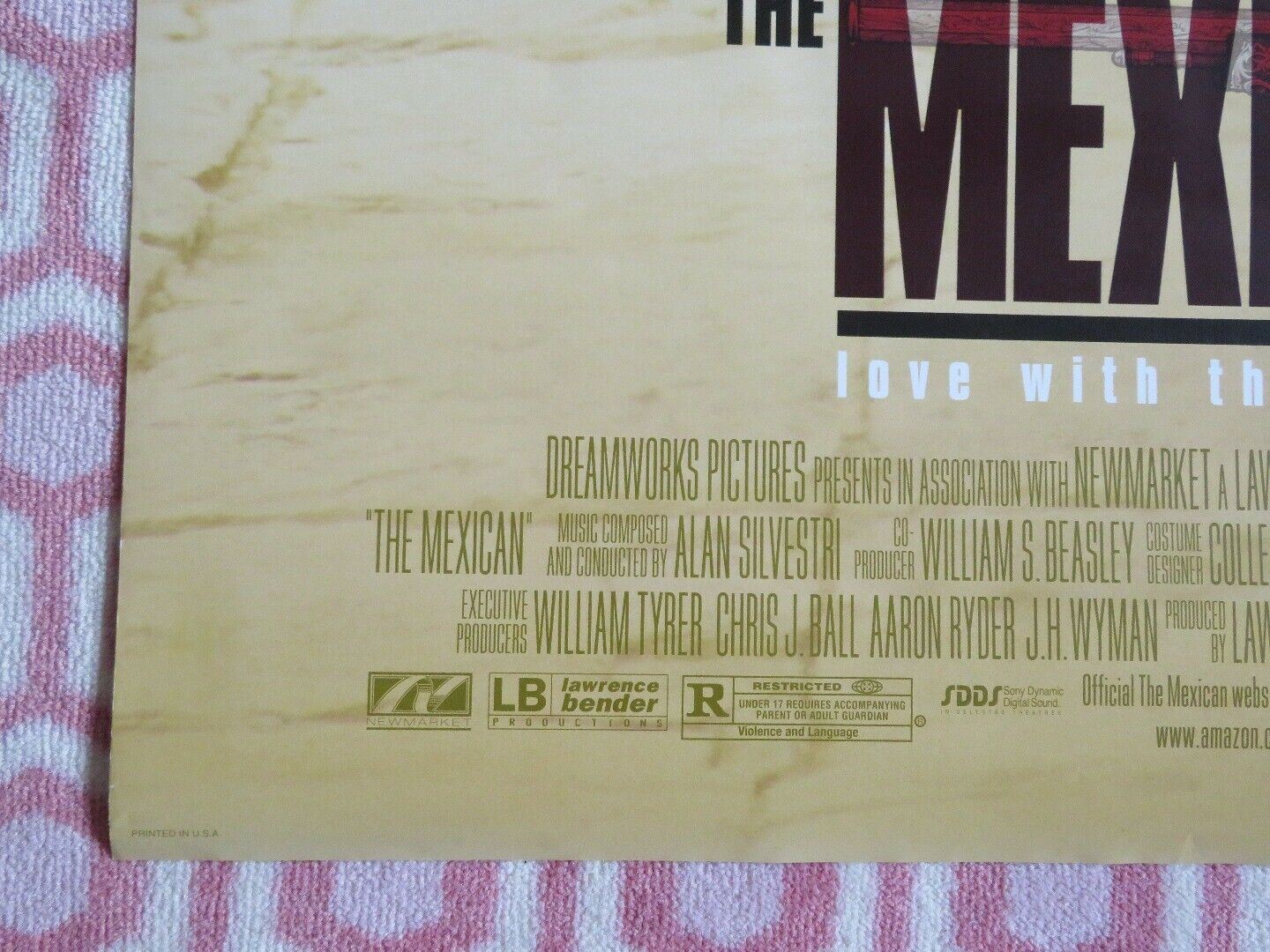 THE MEXICAN  US ONE SHEET ROLLED POSTER BRAD PITT JULIA ROBERTS 2001