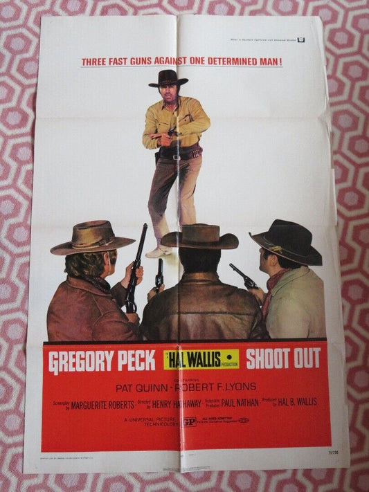 SHOOT OUT FOLDED US ONE SHEET POSTER GREGORY PECK PAT QUINN 1971 - Rendezvous Cinema