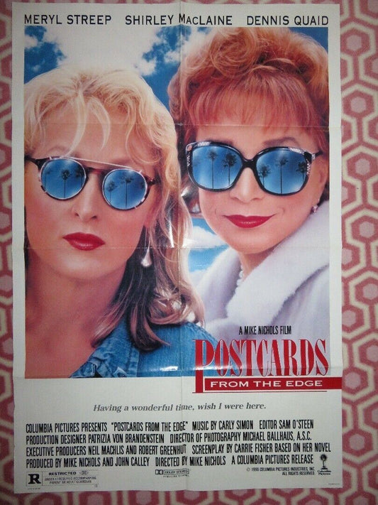 POSTCARDS FROM THE EDGE FOLDED US ONE SHEET POSTER MERYL STREEP DENNIS QUIAD '90