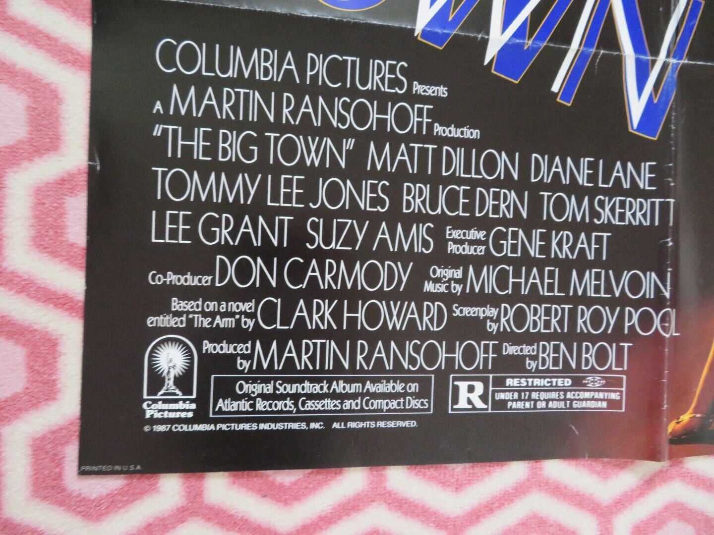 THE BIG TOWN FOLDED US ONE SHEET POSTER MATT DILLION DIANE LANE 1987 - Rendezvous Cinema