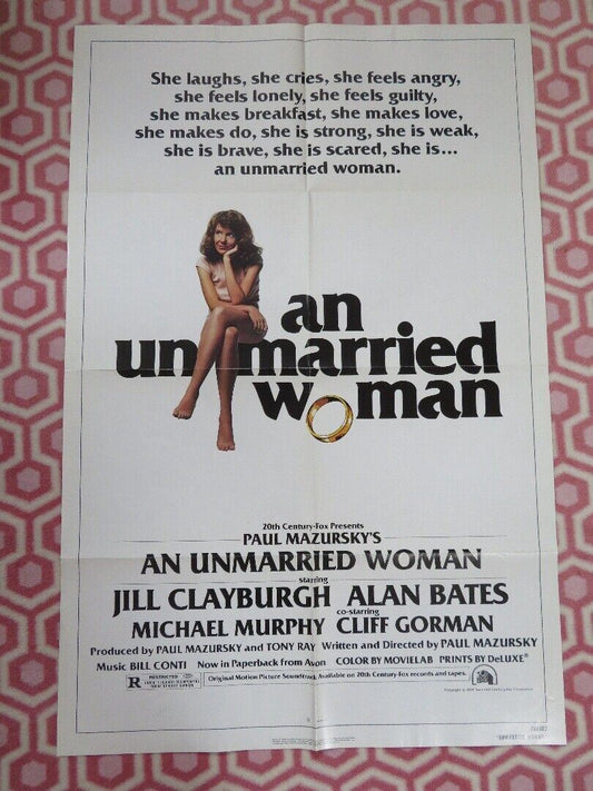 UNMARRIED WOMAN  FOLDED US ONE SHEET POSTER JILL CLAYBURGH ALAN BATES 1978
