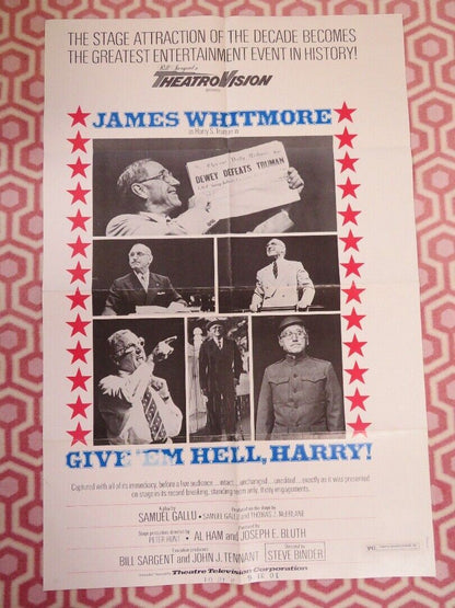 GIVE 'EM HELL, HARRY FOLDED US ONE SHEET POSTER JAMES WHITMORE 1975 - Rendezvous Cinema