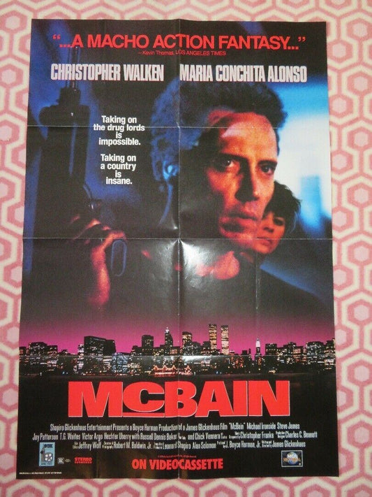 MCBAIN VIDEO VHS POSTER ONE SHEET FOLDED CHRISTOPHER WALKEN 1991 - Rendezvous Cinema