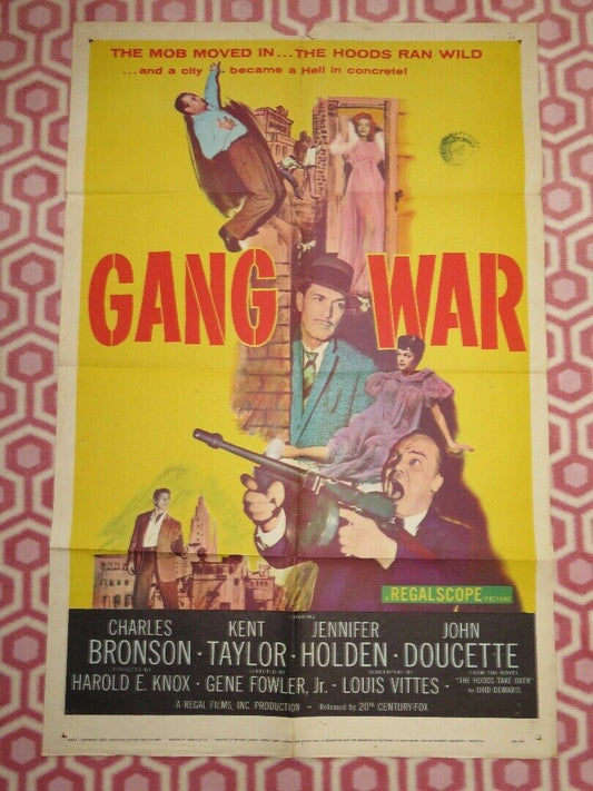 GANG WAR FOLDED US ONE SHEET POSTER CHARLES BRONSON KENT TAYLOR 1958 - Rendezvous Cinema