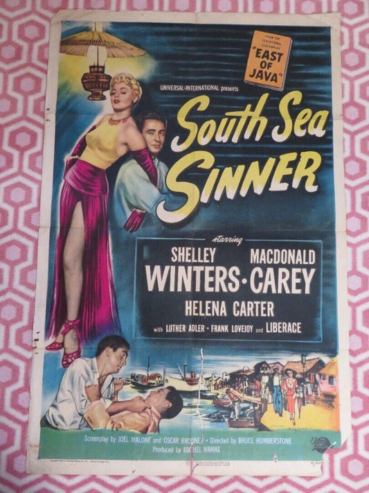 SOUTH SEA SINNER FOLDED US ONE SHEET POSTER SHELLEY WINTERS HELENA CARTER '49 - Rendezvous Cinema