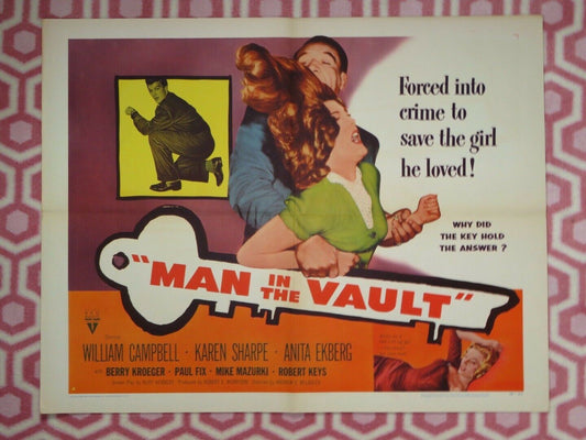 MAN IN THE VAULT US HALF SHEET (22"x 28") POSTER KAREN SHARP W CAMPBELL 1956 - Rendezvous Cinema