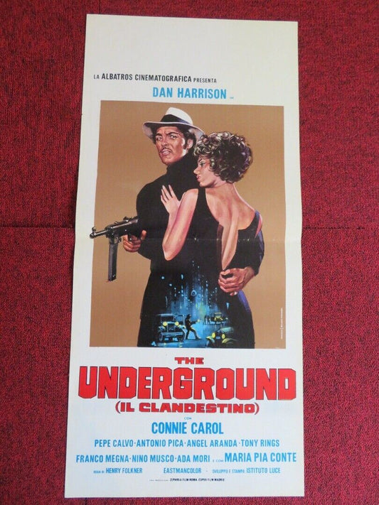 THE UNDERGROUND /IL CLANDESTINO ITALIAN LOCANDINA (27.5"x13") POSTER 1970 - Rendezvous Cinema