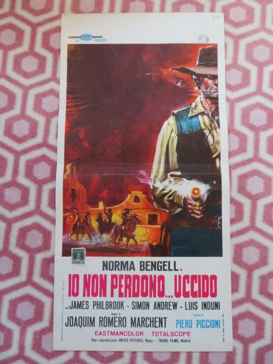 IO NON PERDONO...UCCIDO ITALIAN LOCANDINA (25"x13") POSTER NORMA BENGELL 1968