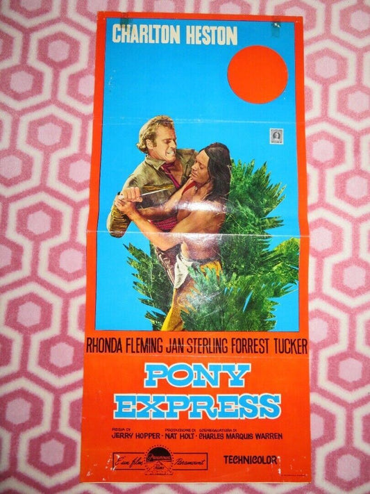 PONY EXPRESS ITALIAN LOCANDINA (27.5"x13") POSTER CHARLTON HESTON 1953 - Rendezvous Cinema