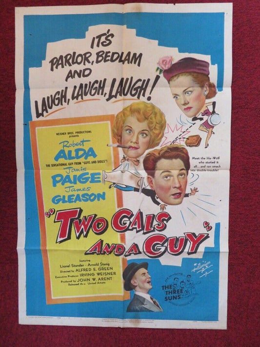 TWO GALS AND A GUY FOLDED US ONE SHEET POSTER ROBERT ALDA JANIS PAIGE 1951