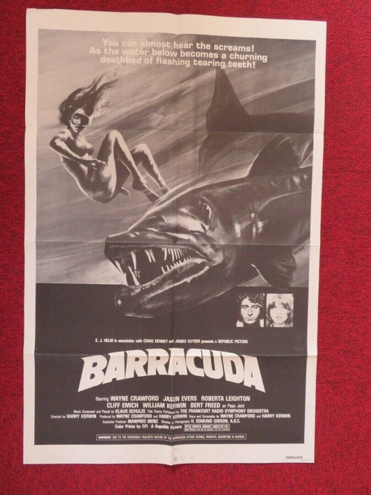 BARRACUDA  FOLDED US ONE SHEET POSTER WAYNE CRAWFORD 1978