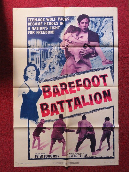 BAREFOOT BATTALION FOLDED US ONE SHEET POSTER GREGG TALLAS 1956 - Rendezvous Cinema