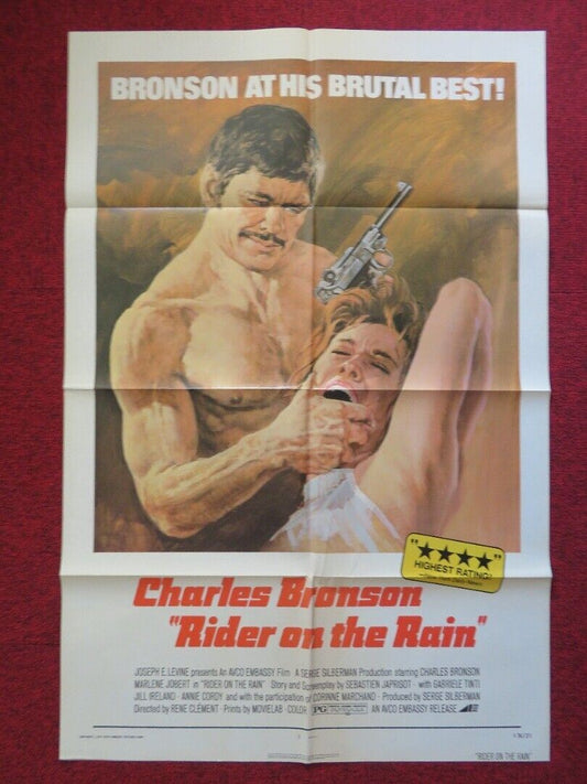 RIDER ON THE RAIN FOLDED US ONE SHEET POSTER CHARLES BRONSON 1974 - Rendezvous Cinema