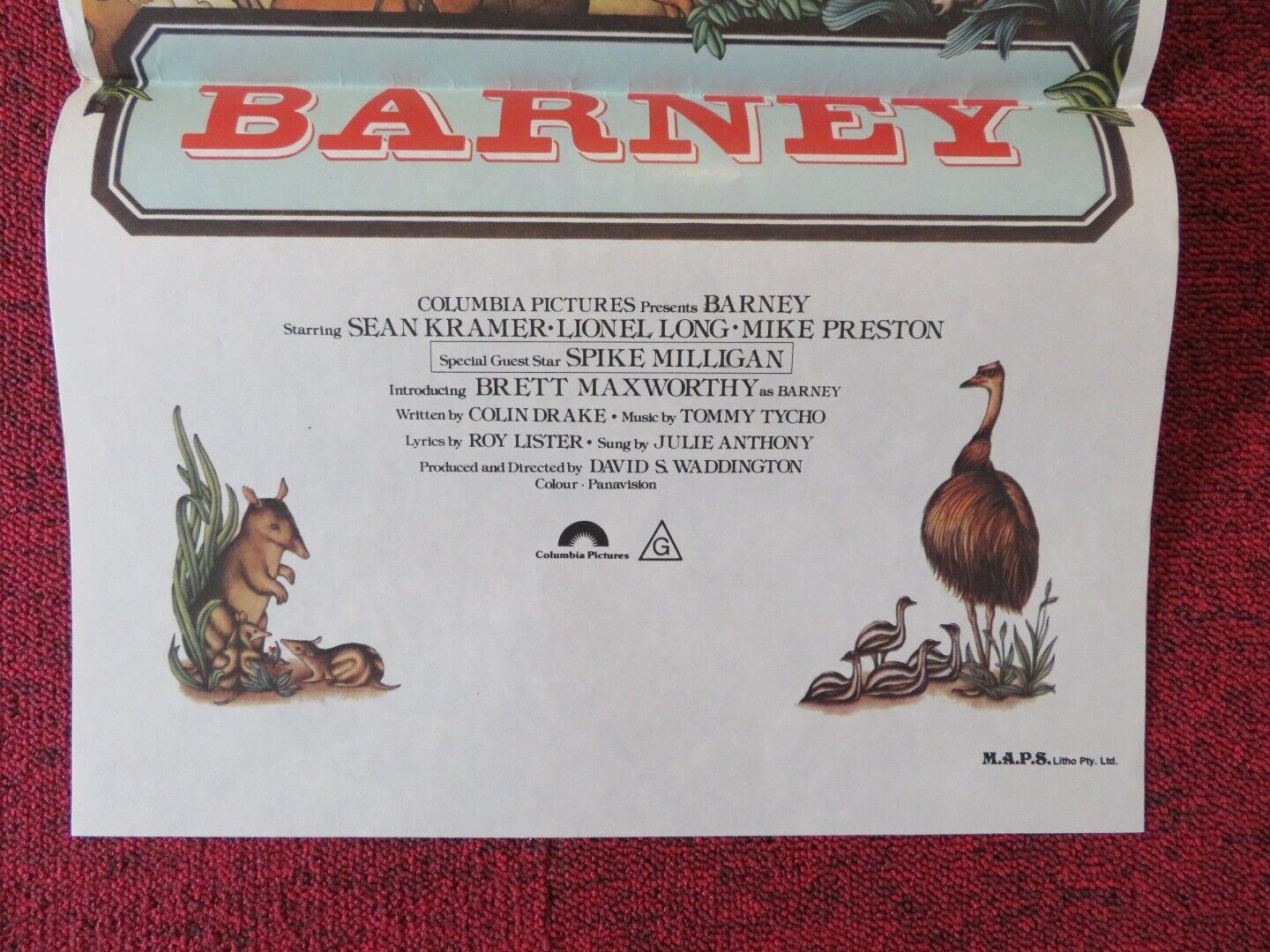 BARNEY FOLDED AUSTRALIAN DAYBILL POSTER SEAN KRAMER SPIKE MILLIGAN 1976