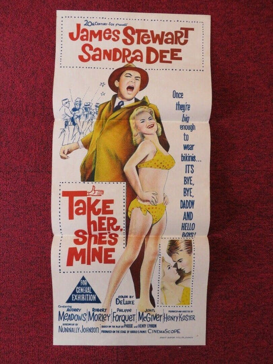 TAKE HER SHE'S MINE FOLDED AUSTRALIAN DAYBILL POSTER James Stewart Sandra Dee - Rendezvous Cinema