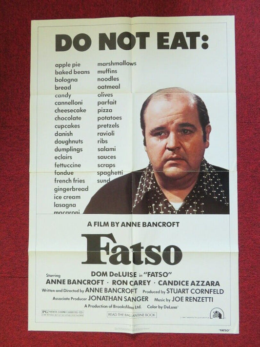 FATSO FOLDED US ONE SHEET POSTER ANNE BANCROFT DOM DELUISE 1980 - Rendezvous Cinema