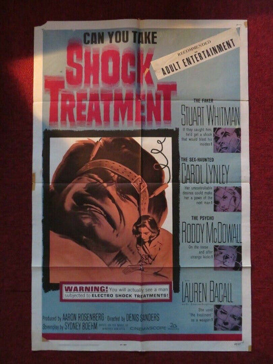 SHOCK TREATMENT FOLDED US ONE SHEET POSTER STUART WHITMAN CAROL LYNLEY 1964 - Rendezvous Cinema