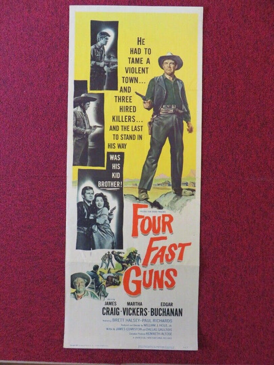 FOUR FAST GUNS US INSERT (14"x 36") POSTER JAMES CRAIG MARTHA VICKERS 1960 - Rendezvous Cinema