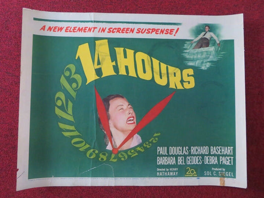 14 HOURS  US HALF SHEET (22"x 28") POSTER PAUL DOUGLAS RICHARD BASEHART 1951