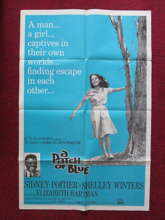 PATCH OF BLUE FOLDED US ONE SHEET POSTER SIDNEY POITIER SHELLEY WINTERS 1965