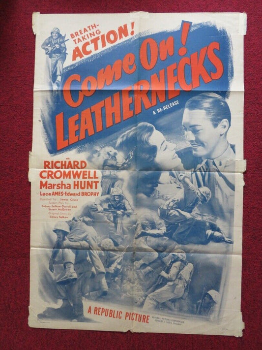COME ON LEATHERNECKS FOLDED US ONE SHEET POSTER RICHARD CROMWELL MARSHA HUNT '50 - Rendezvous Cinema
