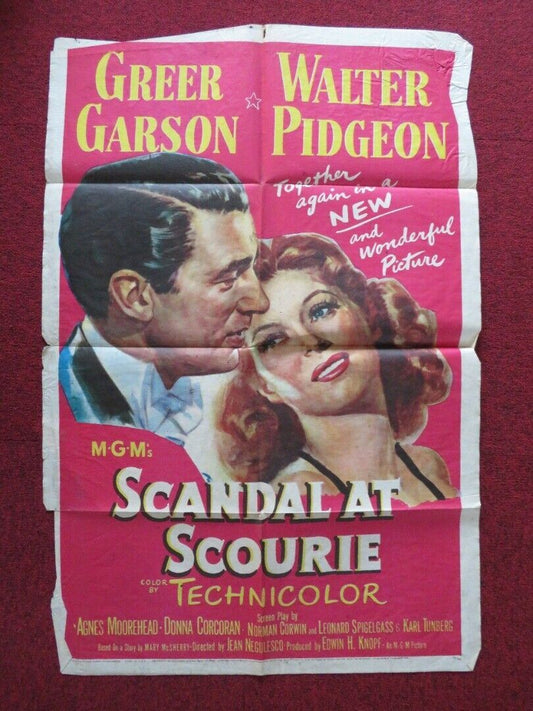 SCANDAL AT SCOURIE FOLDED US ONE SHEET POSTER GREER GARSON WALTER PIDGEON 1953