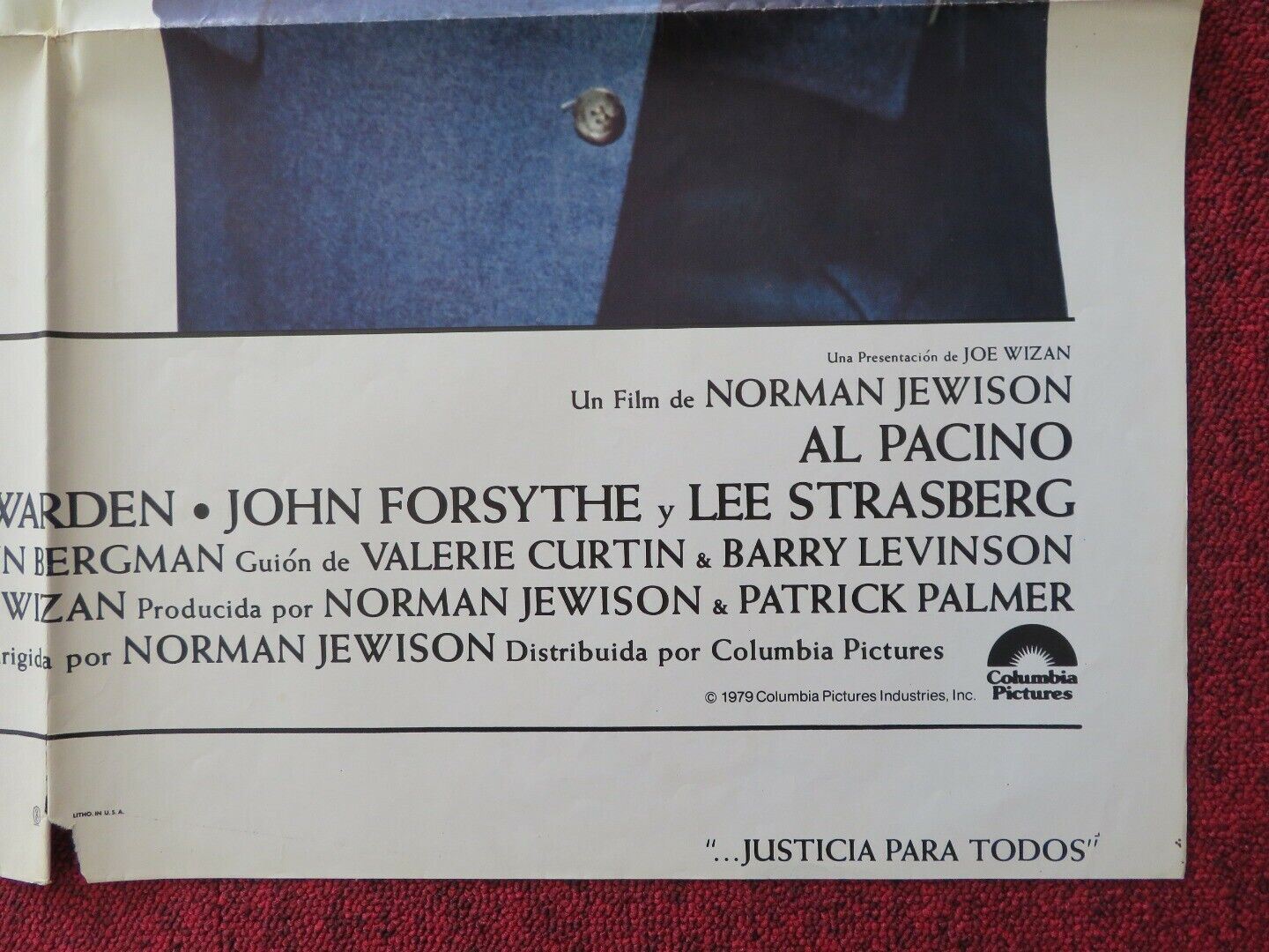 ...AND JUSTICE FOR ALL SPANISH ONE SHEET FOLDED POSTER AL PACINO JACK WARDEN