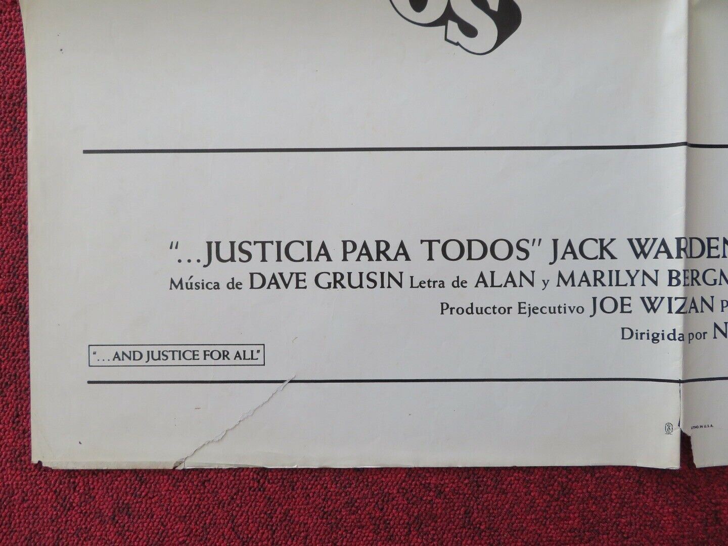 ...AND JUSTICE FOR ALL SPANISH ONE SHEET FOLDED POSTER AL PACINO JACK WARDEN