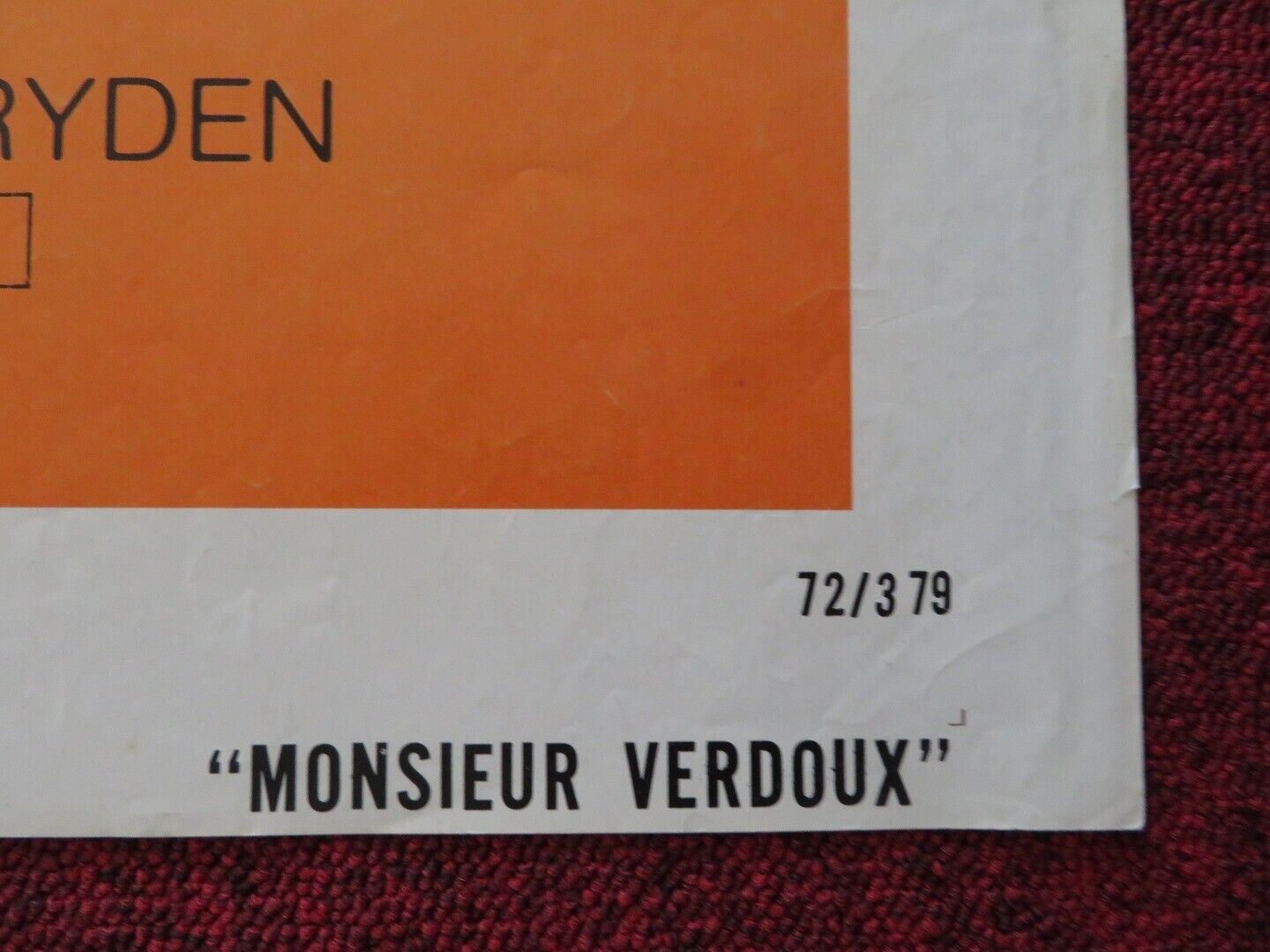 MONSIEUR VERDOUX FOLDED US ONE SHEET POSTER CHARLES CHAPLIN 1972 - Rendezvous Cinema