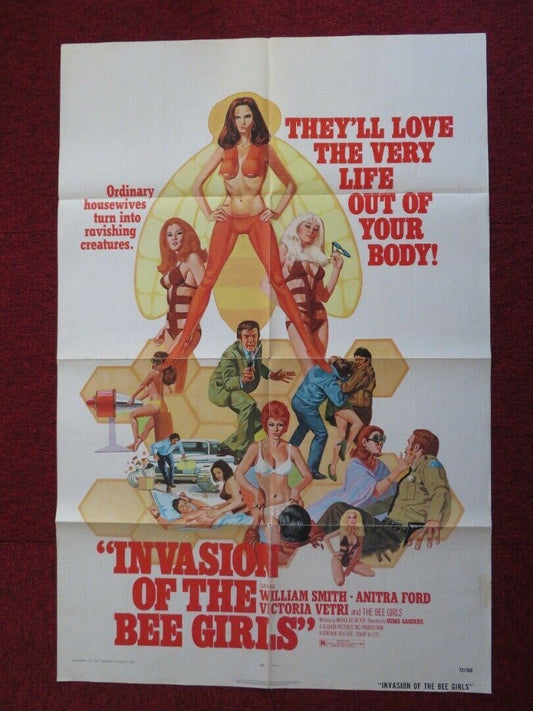 INVASION OF THE BEE GIRLS FOLDED US ONE SHEET POSTER WILLIAM SMITH 1973 - Rendezvous Cinema