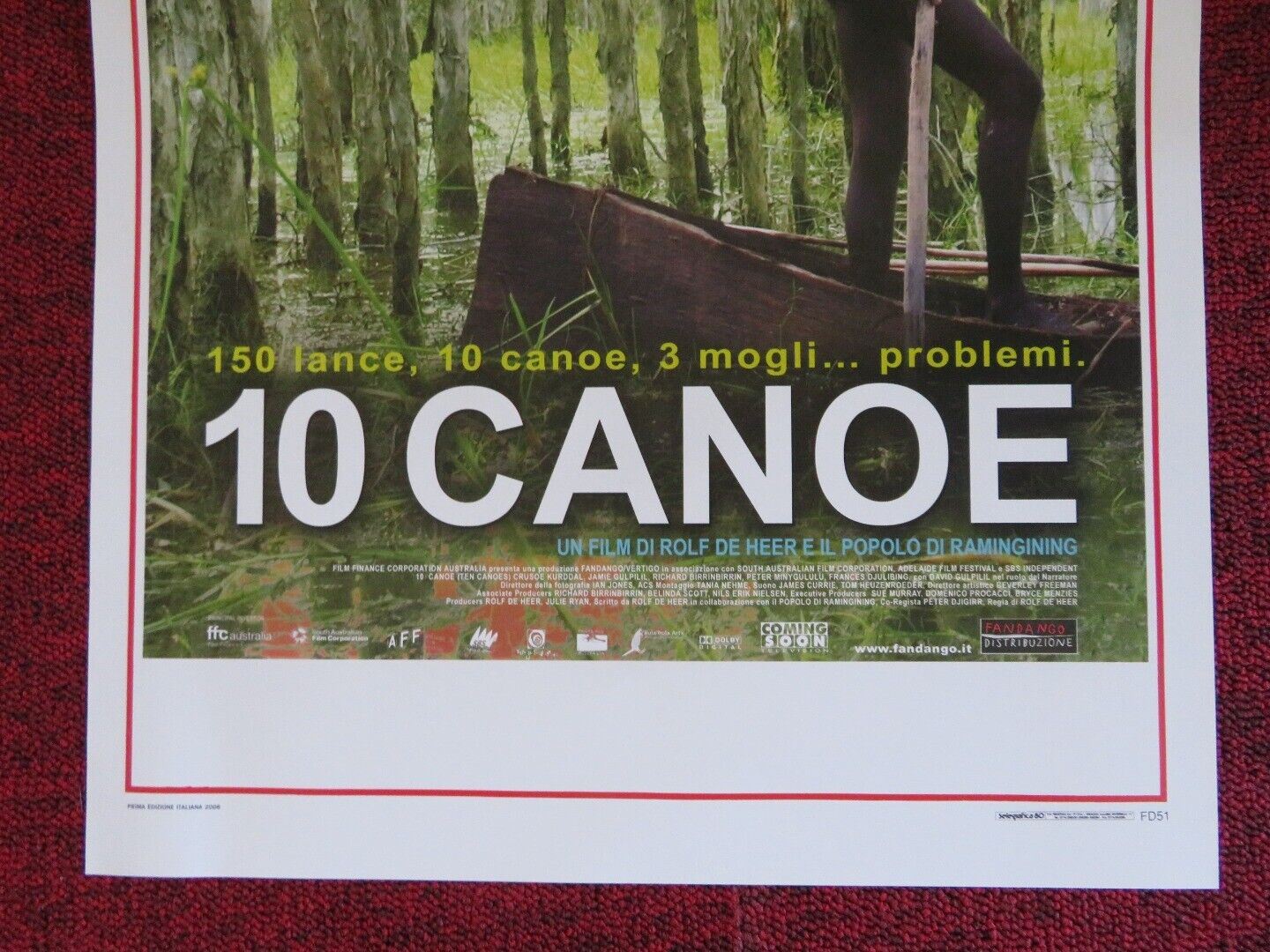 10 CANOE / TEN CANOES ITALIAN LOCANDINA (27.5"x13") POSTER ROLF DE HEER 2006