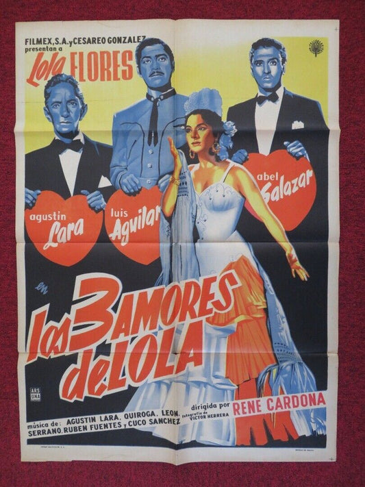 LOS 3 AMORES DE LOLA FOLDED MEXICO POSTER 27" X 37" LOLA FLORES - Rendezvous Cinema