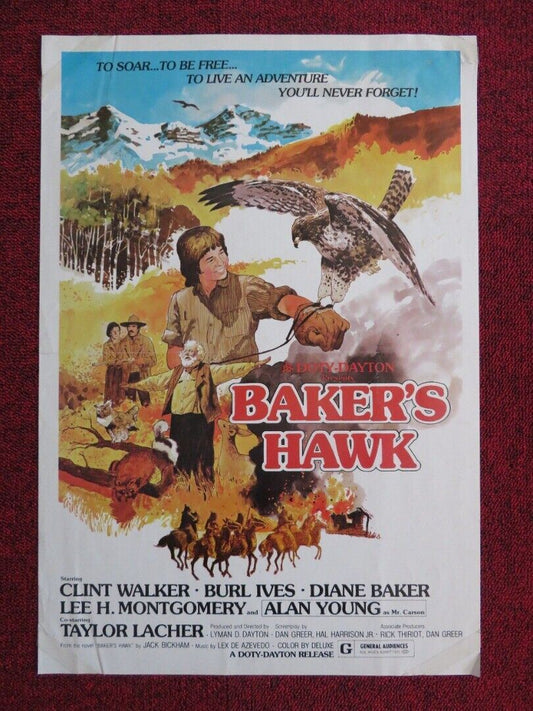 BAKER'S HAWK U.S MINI (13.5"x 20") POSTER CLINT WALKER BURL IVES 1976 - Rendezvous Cinema