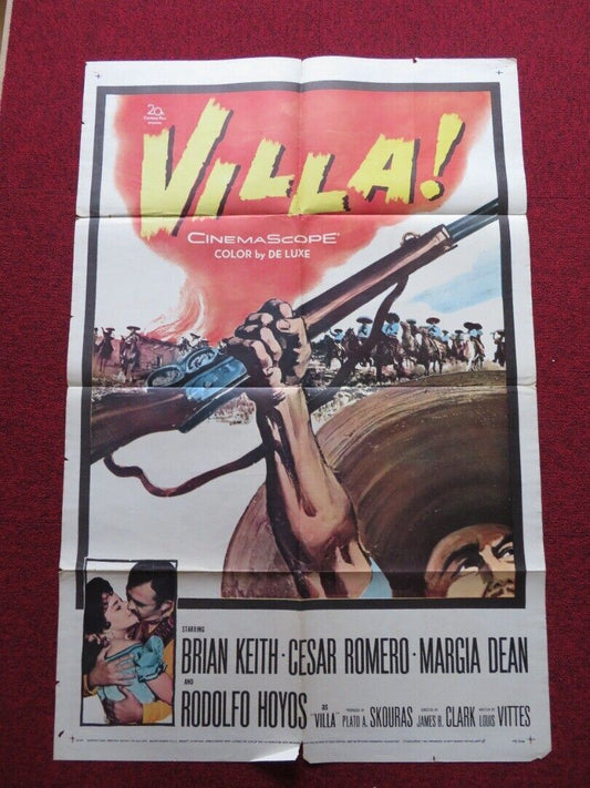 VILLA FOLDED US ONE SHEET POSTER BRIAN KEITH CEASR ROMERO 1958 - Rendezvous Cinema