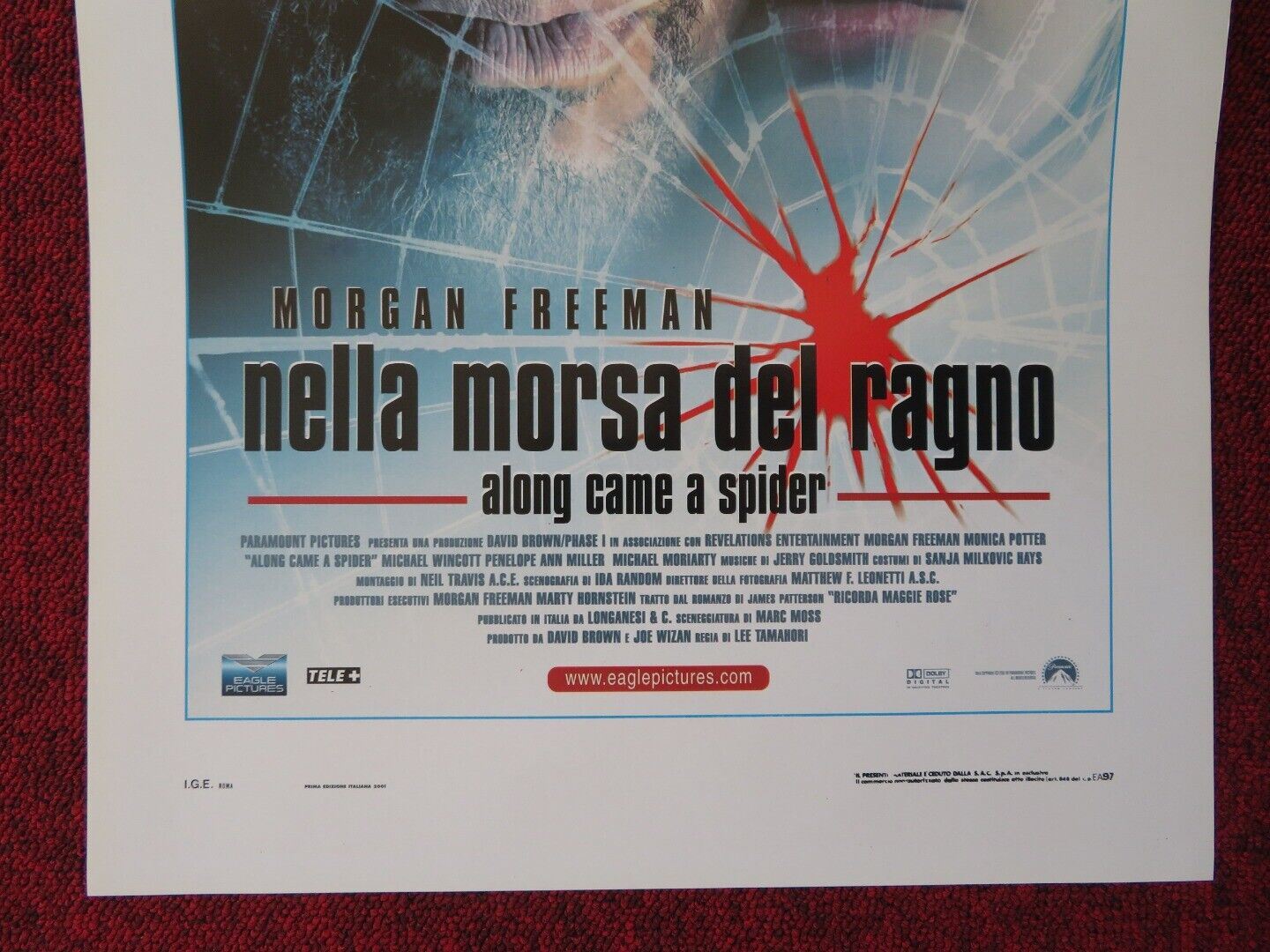 ALONG CAME A SPIDER ITALIAN LOCANDINA (27.5"x13") POSTER MORGAN FREEMAN 2001