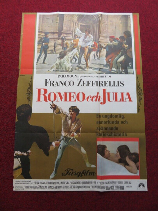 ROMEO AND JULIET FOLDED SWEDISH ONE SHEET POSTER OLIVIA HUSSEY LEONARD WHITING - Rendezvous Cinema