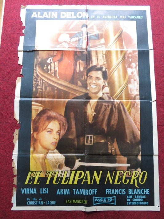 THE BLACK TULIP FOLDED ARGENTINA ONE SHEET POSTER ALAIN DELON VIRNA LISI 1964 - Rendezvous Cinema