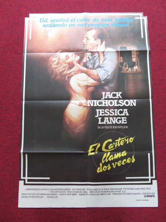 THE POSTMAN ALWAYS RINGS TWICE FOLDED ARGENTINA ONE SHEET POSTER JACK NICHOLSON