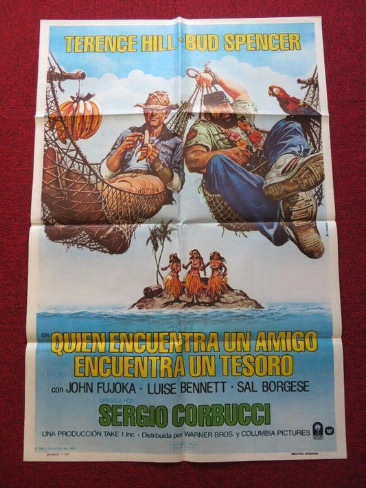 WHO FINDS A FRIEND FINDS A TREASURE FOLDED ARGENTINA ONE SHEET POSTER B. SPENCER - Rendezvous Cinema