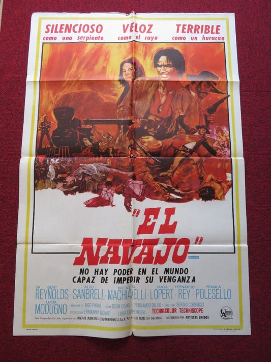 NAVAJO JOE FOLDED ARGENTINA ONE SHEET POSTER BURT REYNOLDS ALDO SANBELL 1966 - Rendezvous Cinema