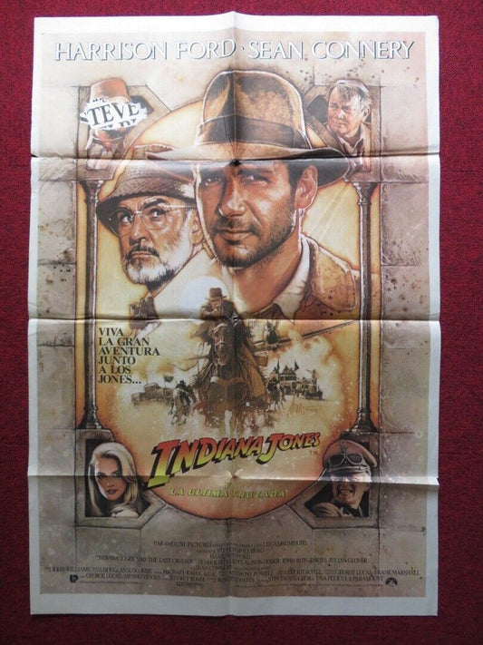 INDIANA JONES AND THE LAST CRUSADE FOLDED ARGENTINA POSTER SPIELBERG FORD 1989