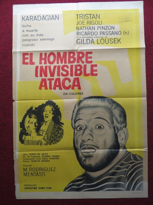 EL HOMBRE INVISIBLE ATACA FOLDED ARGENTINA POSTER 1967 MARTIN KARADAGIAN - Rendezvous Cinema